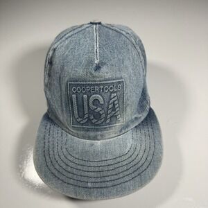 Vintage Cooper Tools USA Stonewashed Denim Baseball Snapback Hat Blue Mens OSFA